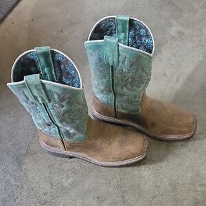Turquoise and Brown Western Boots